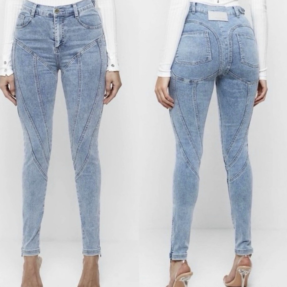 Maniere‎ De Voir Contour Seam Skinny Jeans Women's Size 10 Edgy Moto Punk